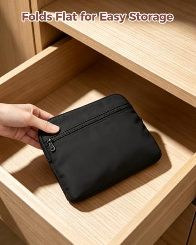WANDF Foldable Expandable Personal Item Travel Bag for Women Carry On - color: Black