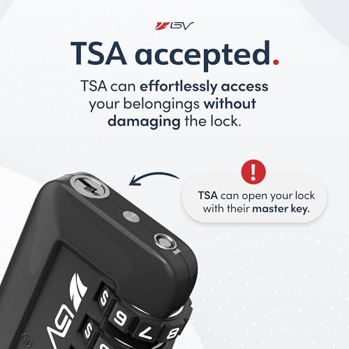 BV Luggage Locks TSA Accepted, Travel Sentry Approved 3-Digit Combination Suitcase Locks with Open Alert & Flexible Cable for Travel, Backpacks, Lockers, Cases, Black, 4 Pack - color: Black 4-Pack