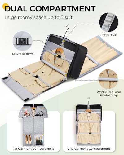 MATEIN Carry On Garment Bags for Travel, Double Layer Womens Garment Bag