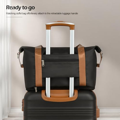 Coolife Luggage Set 3 Piece Luggage Set Carry On Suitcase Hardside Luggage with TSA Lock Spinner Wheels(Black, 3 piece set (DB/TB/20)) - color: Black, size: 3 piece set (DB/TB/20)