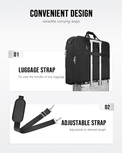 MATEIN Garment Bags for Travel, Large Double Layer Suit Bag Up to 6 Suits - color: Black