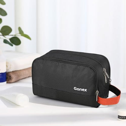 Gonex Travel Toiletry Bag for Men, Water Resistant Dopp Kit for Toiletries - color: Black & Orange