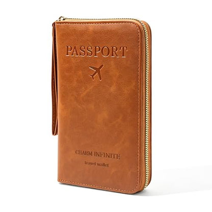 Passport Holder for Travel, PU Leather Passport Cover Case (Brown) - color: Brown