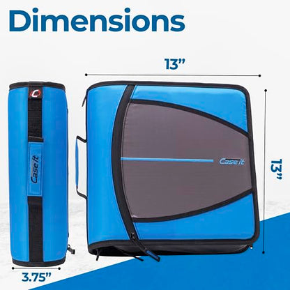 Case-it School Zipper Binder | 3" O-Rings | 600-Sheet | D-146 Denim Blue - color: D Denim Blue, size: 1 Pack