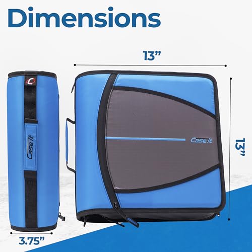 Case-it School Zipper Binder | 3" O-Rings | 600-Sheet | D-146 Denim Blue - color: D Denim Blue, size: 1 Pack