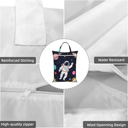 Astronaut Planet Travel Laundry Bag Washable Dirty Clothes Bag for Gym - color: Astronaut Planet