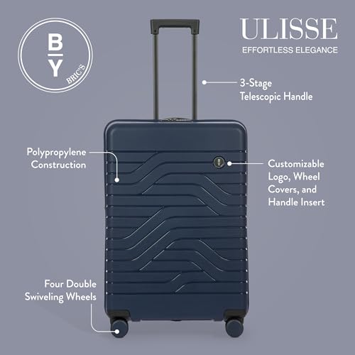 Bric's B|Y Ulisse Checked Luggage with Spinner Wheels – Expandable Lightweighted Hard Shell Suitcase, TSA Combination Lock - Removeable Wash Bag Included - 28 Inch, Ocean Blue - color: Ocean Blue, size: Checked-medium