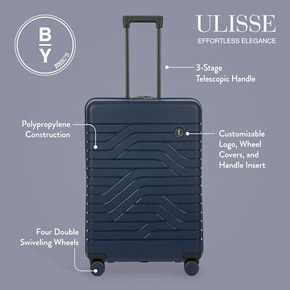 Bric's B|Y Ulisse Checked Luggage with Spinner Wheels – Expandable Lightweighted Hard Shell Suitcase, TSA Combination Lock - Removeable Wash Bag Included - 28 Inch, Ocean Blue - color: Ocean Blue, size: Checked-medium