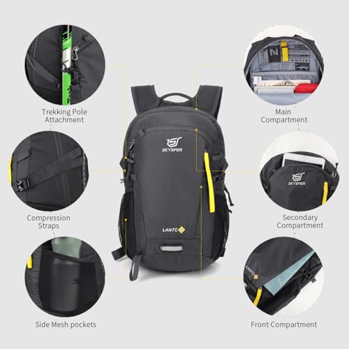 SKYSPER Small Hiking Backpack, 20L/30L Lightweight Travel Backpacks Hiking Daypack for Women Men - color: Lantc20-darkgray, size: 30 l