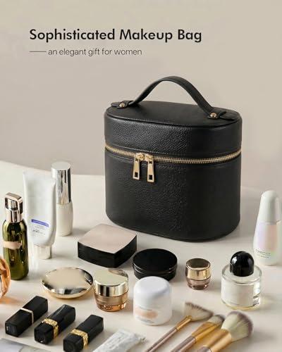 Prite 2 Pcs Makeup Bag Set Travel Cosmetic Case with Clear Pouch for Women - color: Classic Black