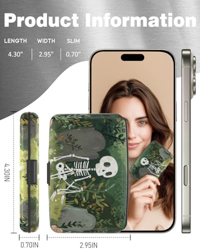 Maicican Credit Card Holder, Mini RFID Blocking Aluminum Wallet - color: Lonely Skeleton Frame