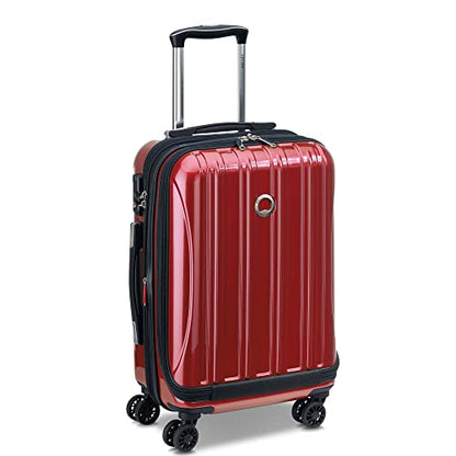 Delsey Luggage Helium Aero, International Carry On Luggage, 19", Front Pocket Hard Case Spinner Suitcase, Brick Red | Expandable Suitcase, Lightweight Hardside Polycarbonate, Four Spinner Wheels, Open Front Pocket, TSA Lock - color: Brick Red, size: Carry