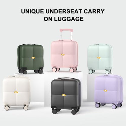 MGB 14 Inch Underseat Carry On Luggage with Wheels, Dark Green - color: Dark Green