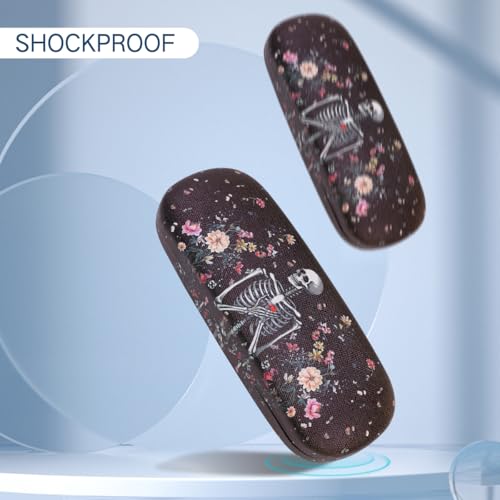PERFECTSIGHT Hard Shell Eyeglasses Case, PU Leather Protective Glasses Case, Cute Eyeglass Case for Women Men Girls - color: Skull