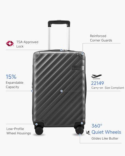 LUGGEX 20 Inch Carry On Luggage 22x14x9 Airline Approved, Purple - color: Purple, size: Carry-On 20-Inch