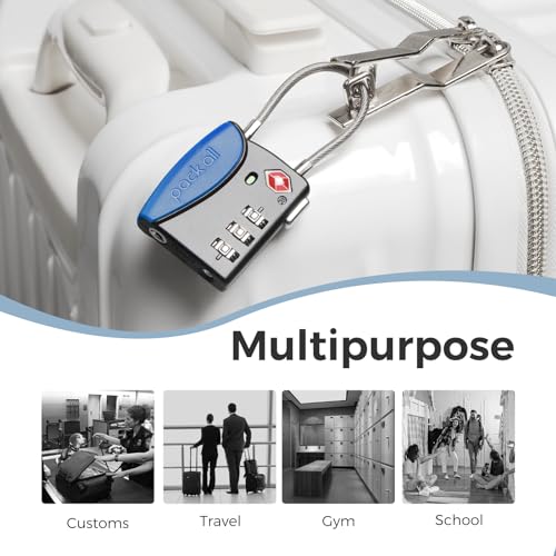 pack all TSA Approved Travel Luggage Locks, Resettable 3-Digit Code - color: Navy, size: 4 Pack