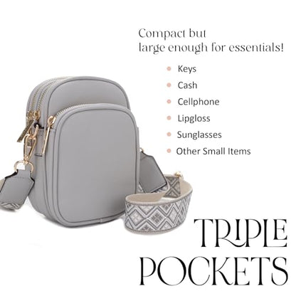 Mali+Lili, Josie Triple Zip Crossbody Bag - color: Grey