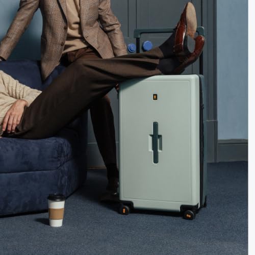 LEVEL8 Wide Handle Luggage, 28” Hardshell Large Checked Suitcase, Celadon - color: Celadon, size: 28Inch