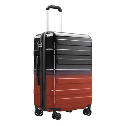 Checked Luggage, Expandable 24 Inch Hard Shell Suitcase with Spinner Wheels TSA Lock, Lightweight Travel Checked Suitcases - color: Flame, size: 24inch