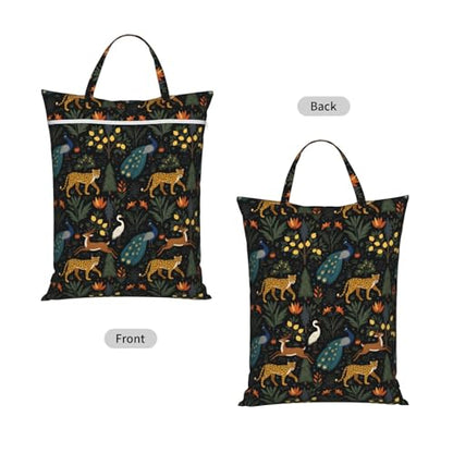Peacock And Leopard Travel Laundry Bag Washable Dirty Clothes Bag for Gym - color: Peacock And Leopard