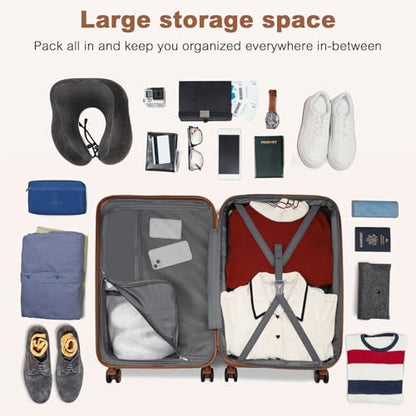Kono Checked Luggage 28in Expandable Hardside TSA Lock Cream | Large Size Spinner Wheels Lightweight Capacity and Lighter Weight Suitable accommodate itineraries of more than 10 days - color: Cream White, size: Checked-large 28-inch