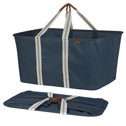 Collapsible Laundry Tote LUXE (300D) - Navy Noir/Cream (2PK) - color: LUXE Navy Noir