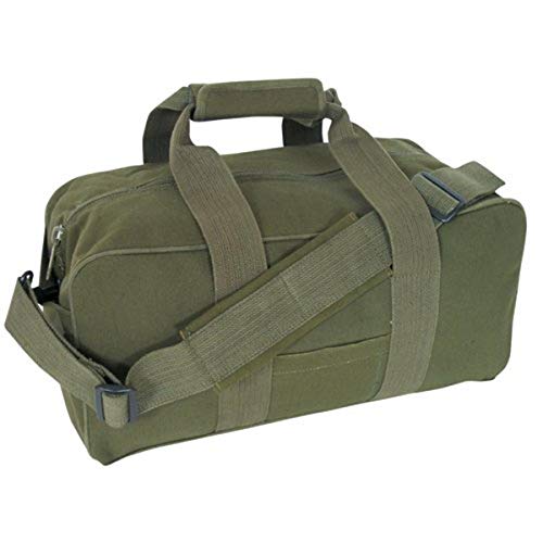 FOX OUTDOOR PRODUCTS Heavy-Duty Cotton Canvas All-Around Gear-Hauling Bag | Large Main Compartment, PVC-Lined Bottom, Self-Repairing Nylon Coil Zippers, Detachable Shoulder Strap - 3 Sizes - color: Olive Drab, size: 9 x 18-Inch