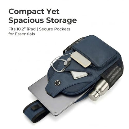 Javolto Crossbody Sling Bag,Small Backpack Men,Hands-Free Shoulder Daypack - color: Navy Blue