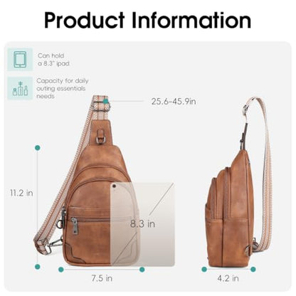 HomemeDiary Anti Theft Sling Bag for Women, RFID PU Leather Crossbody Purse - color: Mocha Brown