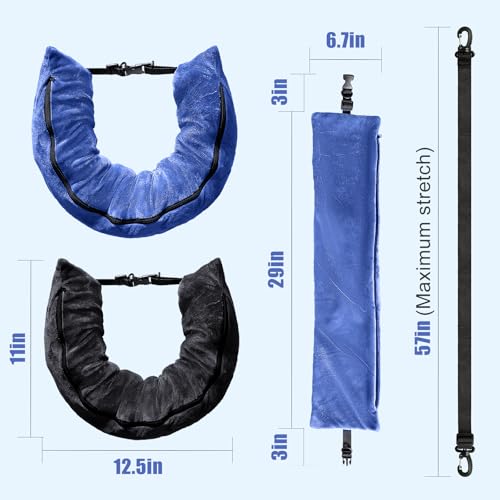 2Pack Stuffable Travel Pillow for Extra Luggage, Velvet Travel Neck Pillow with Adjustable Neck Size, Fits About 6 T-Shirts Travel Essentials Multifunctional Sleeping Rest Cushion(Blue)