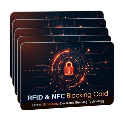 SaiTech IT 5 Pack RFID Blocking Card for Credit Debit Card, Orange Black CL - color: Oragne CL