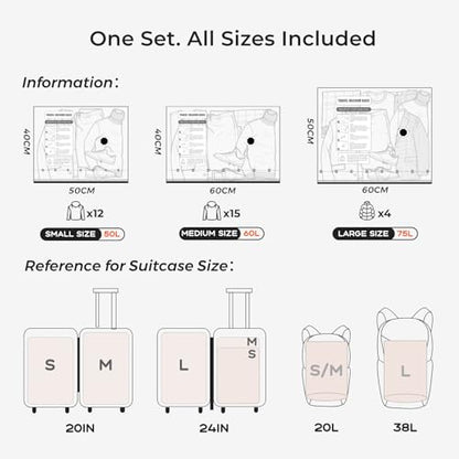 Vacuum Bags for Clothing Travel with Rechargeable Air Pump - size: 10 Combo+Pump
