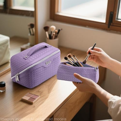 BOYATU Travel Makeup Bag Cosmetic Bags for Women: 3 Pcs Set Make up Bag - color: L01 Purple