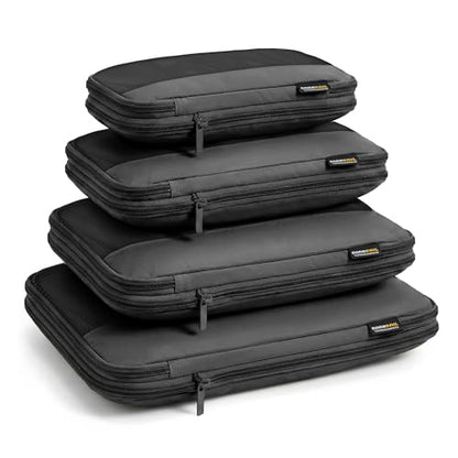 4 Piece Compression Packing Cubes for 3–7 Day Travel, Jet Black - color: Jet Black, size: 4 Pack