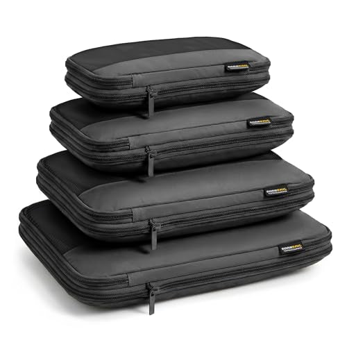4 Piece Compression Packing Cubes for 3–7 Day Travel, Jet Black - color: Jet Black, size: 4 Pack