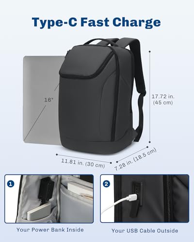 Hynes Eagle 16 Inch Laptop Backpack 25L Business Travel Workday Daypack - color: Grey