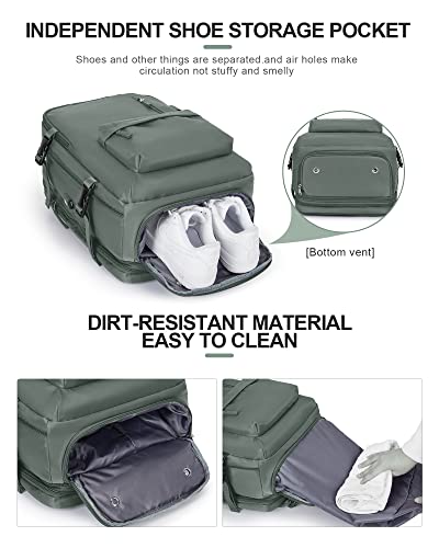 WONHOX Large Travel Laptop Backpack Expandable Flight Approved Backpack Carry on Backpack for Women Men Waterproof 17inch Laptop Daypack Hiking Work Backpack with Shoe Compartment Dark Green - color: A3-darkgreen