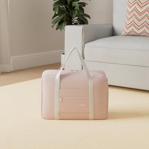 Narwey Personal Item Travel Bag, Foldable Carry on Duffle Bag for Women Men - color: AA-Thick Pink