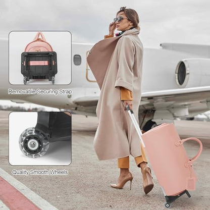 Modoker Convertible PU Leather Rolling Garment Duffle Bag for Women, Pink - color: Rolling Pink