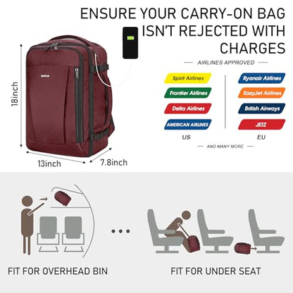 ECOHUB Travel Backpack 18x14x8 Frontier Airlines Personal Item Bag Red - color: Red, size: 18 inch