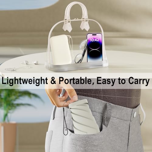 Mini Travel Umbrella, UPF 50+ Compact Fits in Purse - color: White