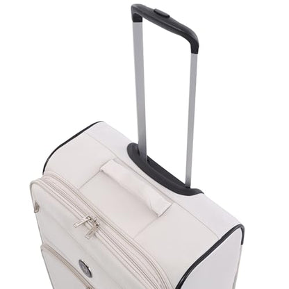 Martha Stewart Softside Checked Luggage | 27" Lightweight Expandable Suitcase | Medium Checked Suitcase with 360° Spinner Wheels & Spacious Interior | Light Gray - color: Light Grey, size: 27"