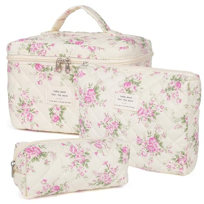honitty Makeup Bag,Quilted Cosmetic Bags for Women - color: Pink