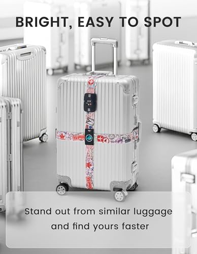 Travelkin Luggage Straps TSA Approved, Suitcase Straps with TSA Lock - color: Journey