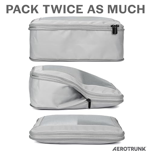 Aerotrunk Compression Packing Cubes for Travel, 4-Pack, Light Grey - color: Light Grey, size: 4-Pack