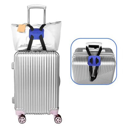 Luggage Straps Bag Bungee for Luggage， High Elastic Suitcase Adjustable Belt Bag Bungees with Buckles (Black/Blue) - color: black/blue