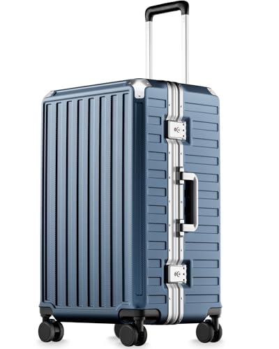 LUGGEX 24 Inch Zipperless Checked Luggage, Ocean Blue - color: Ocean Blue, size: 24 Inch