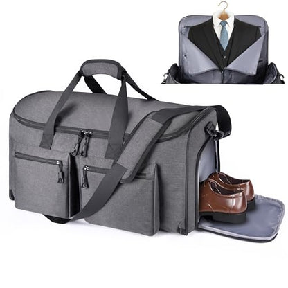 HILOMON 2 in 1 Garment Duffle Bags for Travel Mens Carry-on Duffel Bag - color: Grey