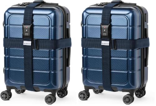 Brookstone Luggage Strap - 2-in-1 TSA-Approved Expandable Luggage Straps for Suitcases with Keyless 3-Digit Combination Lock, Size One Size, Blue (Pack of 2) - color: Blue, size: One Size (Pack of 2)
