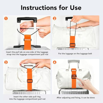 Luggage Connector Straps, Adjustable Elastic Durable Straps for Connecting Luggage Bags to Suitcases, Hands-Free Travel Essential (Rainbow) - color: Rainbow